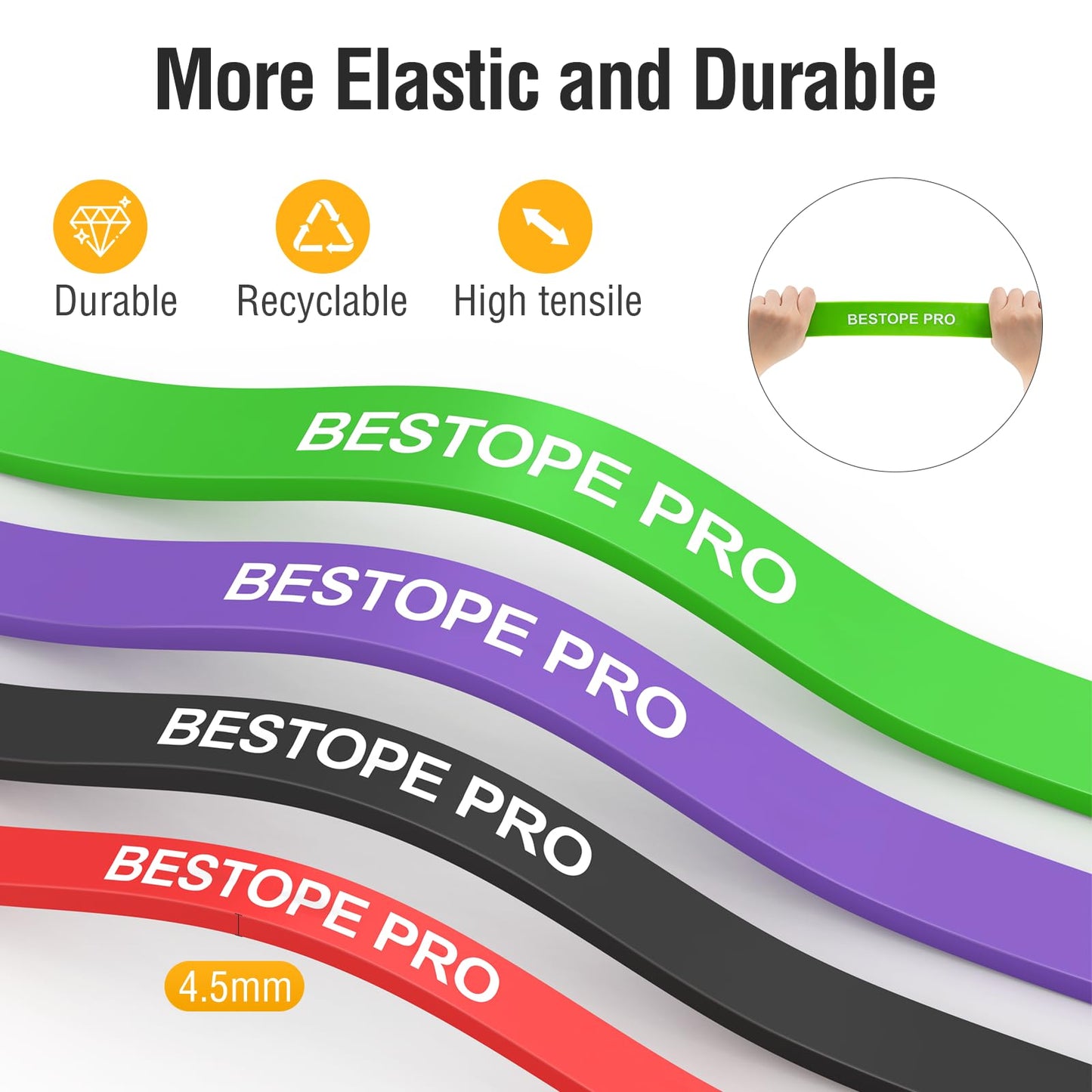 Resistance Band Pull Up Assist Band Set - 4 Thick and Heavy Different Resistance Workout Exercise Band with Door Anchor, Stretch Training Fitness Band for Unisex, Ideal for Home, Yoga, Powerlifting