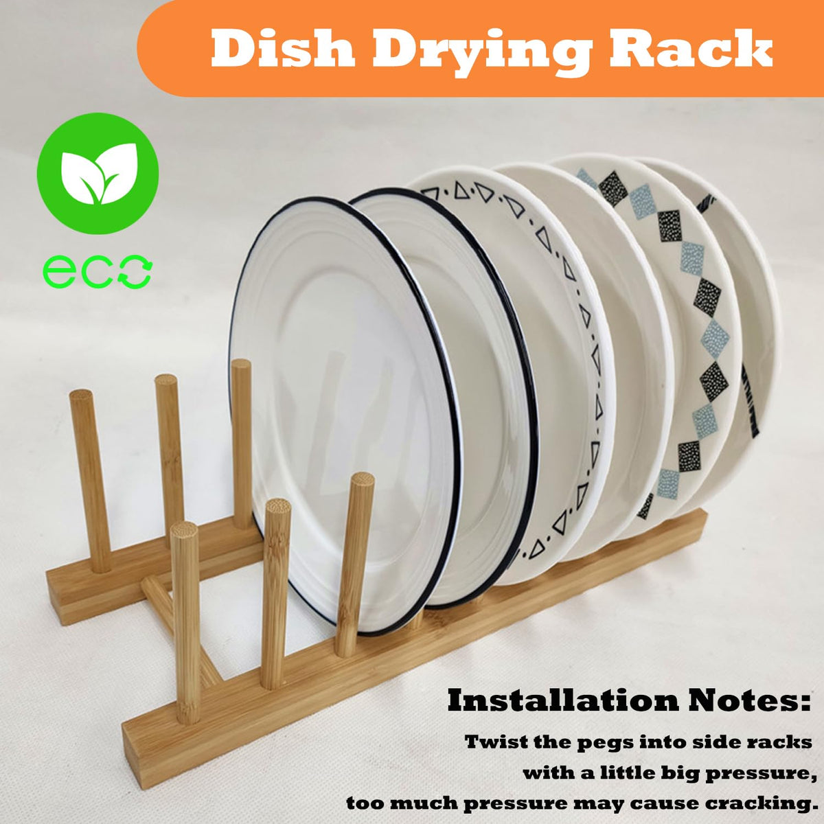 Yuixoseu 4 Pack Bamboo Wooden Dish Drying Rack, Plate Organizer for Cabinet, Plate Rack Pot Lid Holder for Dishs, Bowls, Cups, Cutting Boards and Books, Kitchen Cabinet Organizer