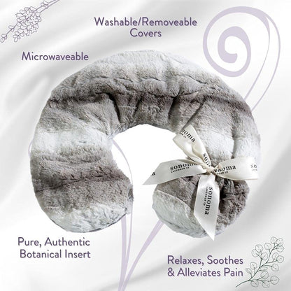 Sonoma Lavender Luxury Eucalyptus/Lavender Heatable/Chillable Neck Pillow, Microwaveable for Neck and Shoulders with Removable Washable Covers, Great for Relaxation and Pain Relief (Green Dot)