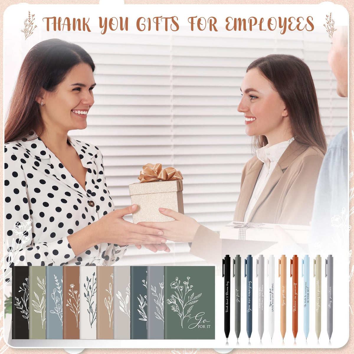 Affrolling 60 Pcs Inspirational Notebooks with Pen Bulk Motivational Mini Notepads Graduation Gift for Teacher Appreciation Gift for Employee Coworker Staff Secretary Assistant Nurse (Neutral Colors)