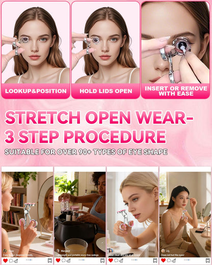 2026 Upgraded Contact Lens Applicator Tool【3-Step Easy Wear】【3.0 Precision Alloy & Natural Silicone】0 Shift, Ultra-Smooth Lens Insertion Removal Kit for Home Travel Use (Rose Pink)