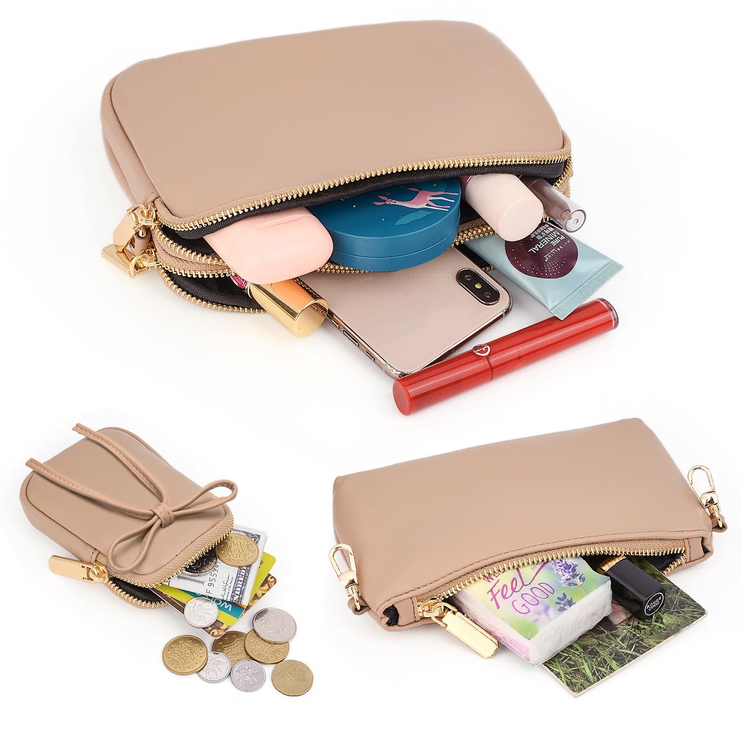 UTO Small Crossbody Bags for Women 3 in 1 Trendy Belt Purse Fashion Designer Mini Cute Sling Fanny Chest Pack