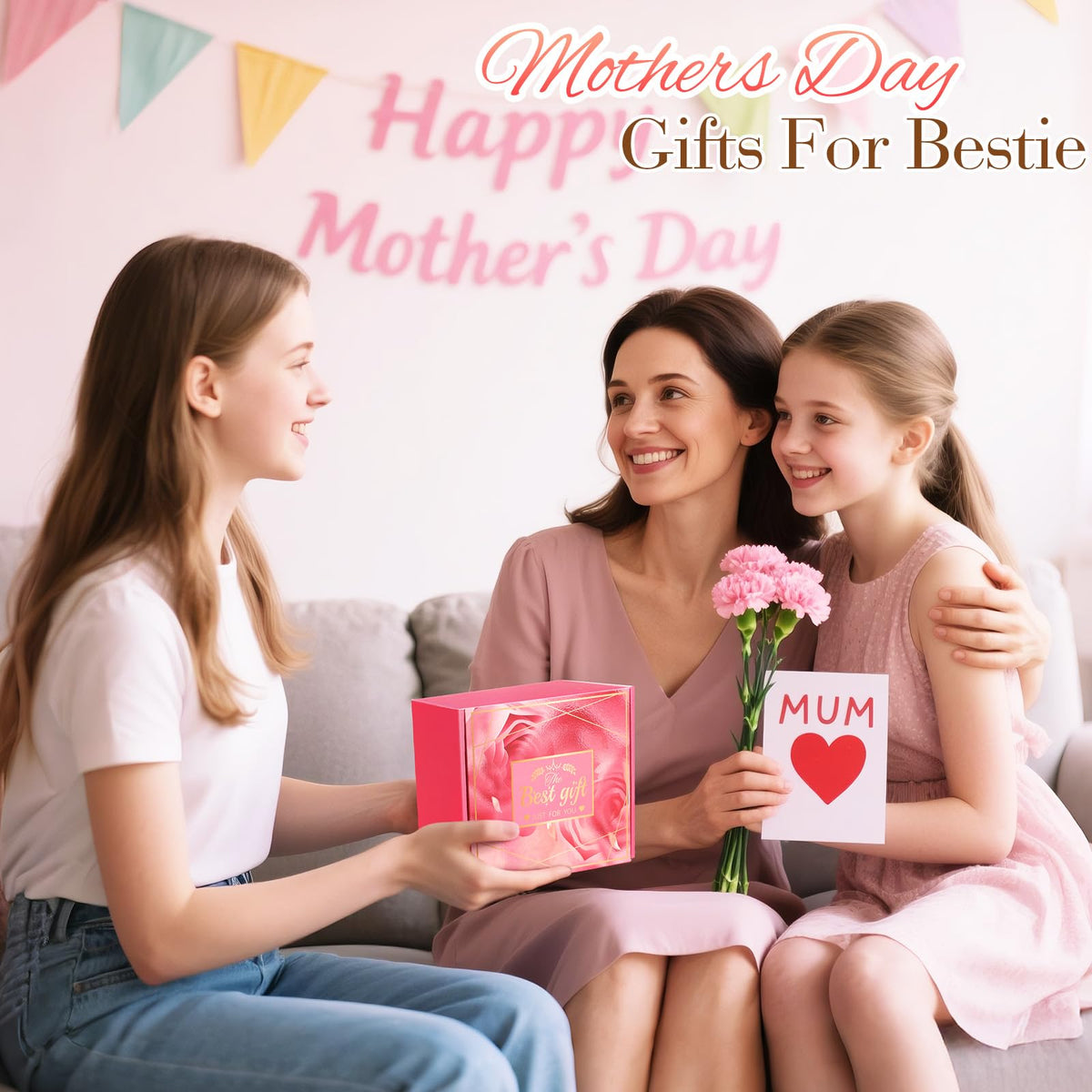 Bestie Gifts for Women: Eletorot BEST-TEA Friendship Gift for Best Friend Female, Pink Spa Relaxation Baskets Set, Galentines, Valentines, Mothers Day, Birthday, Christmas, Funny BFF Present
