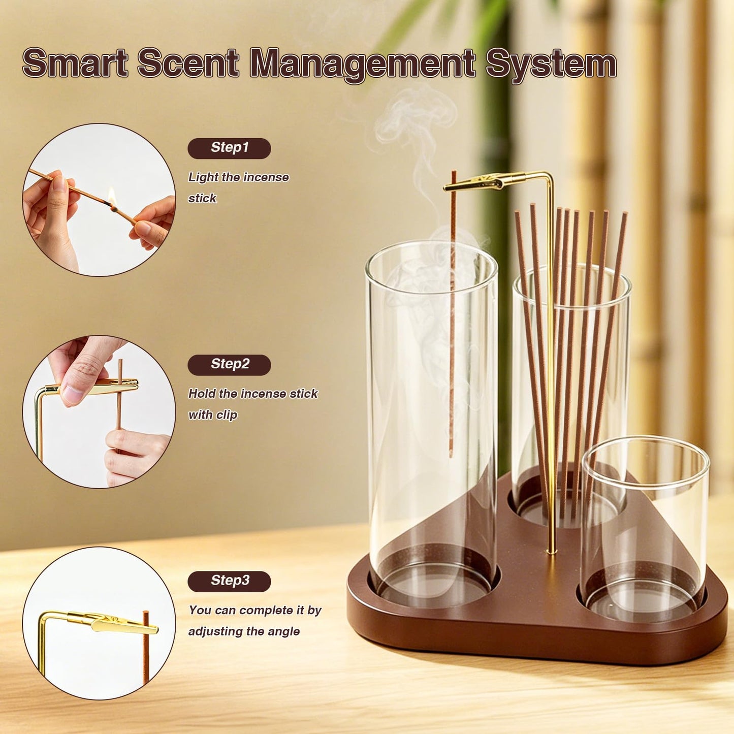 3 in 1 Incense Holder, Incense Burner, Insence-Stick Holder Mess-Free Incense Burner Holder, Ideal for Meditation, Yoga, Relaxation, and Home Decor - Anti-Ash Flying