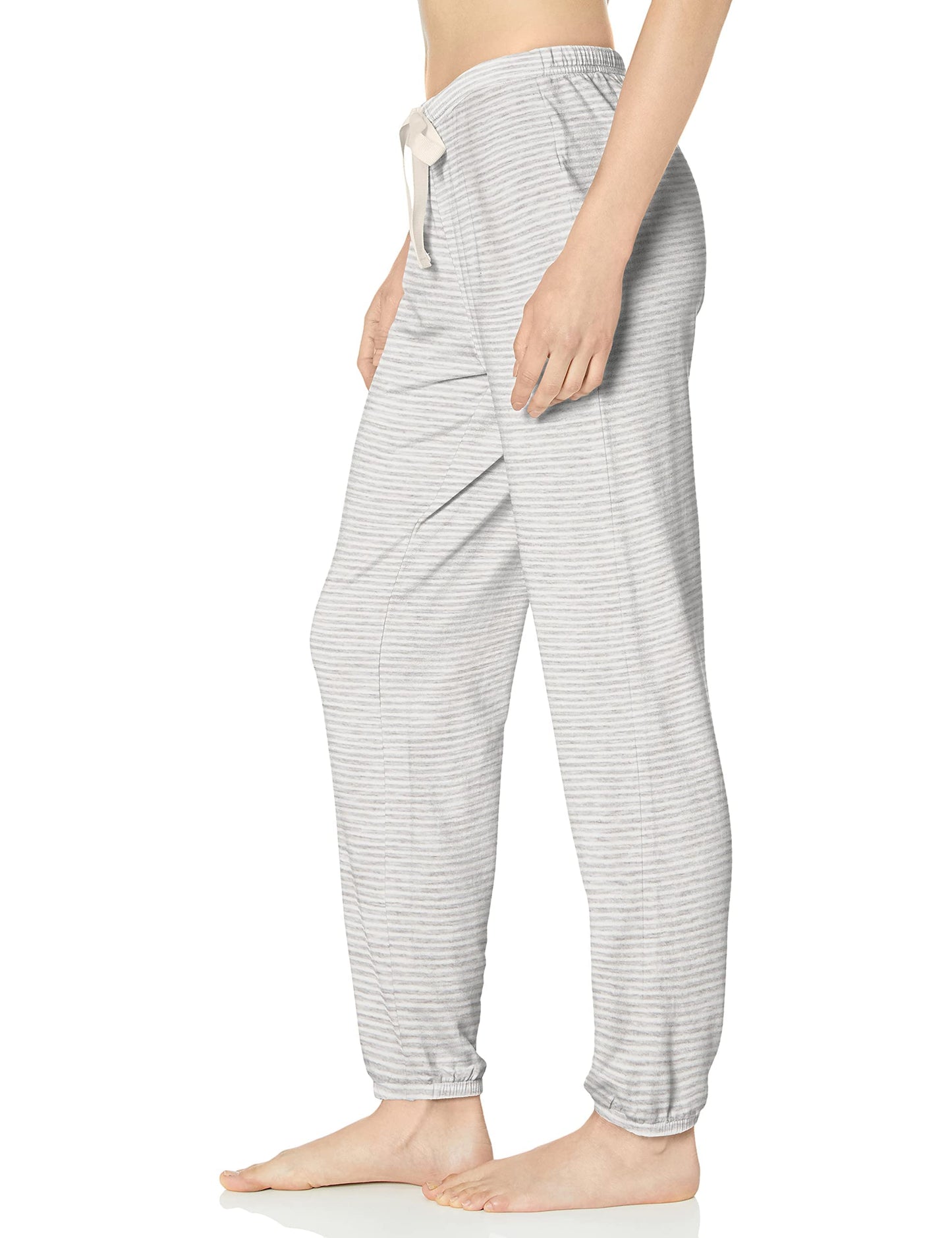 Amazon Essentials Women's Pajama Jogger - Lightweight Lounge Terry, Plus Size, Grey Heather Stripe, Medium