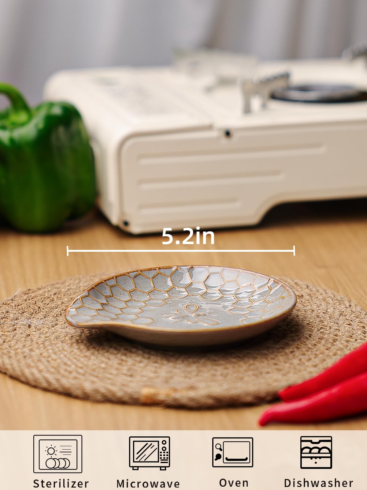 GDCZ Ceramic Dessert Plates, 5.2 Inch Mini Dinner Plates, Dinner Dishes for Cake, Waffle, Snacks Side, Microwave, Oven and Dishwasher Safe, Set of 2 (Grey)