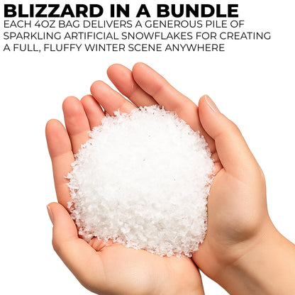 Black Duck Brand Snow Artificial Flakes 4 Oz Bag! Festive Fake Snow for Crafts, Christmas, and Decor!