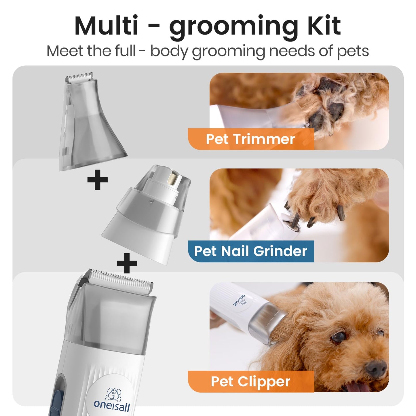 oneisall Dog Grooming Kit with Vacuum,Dog ClippersVacuum,12000Pa Powerful Suction 99% Pet Hair,Pet Grooming Vauum Kit with 7 Proven Tools for Shedding