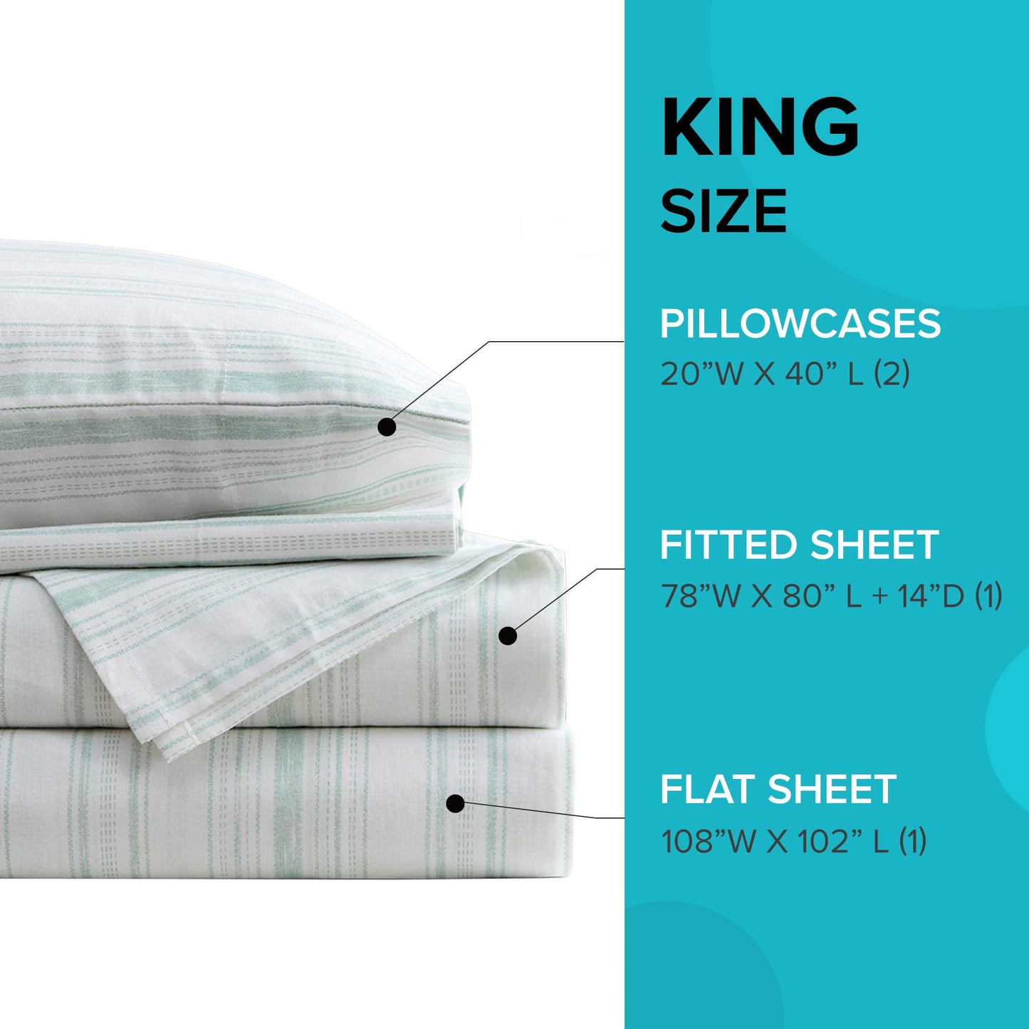 Comfort Spaces 100% Cotton Sheet Set Breathable, Lightweight, Soft with 14" Elastic Pocket Fits up to 16" Mattress, All Season Cozy Bedding, Matching Pillow Case, King Good Vibes 4 Piece