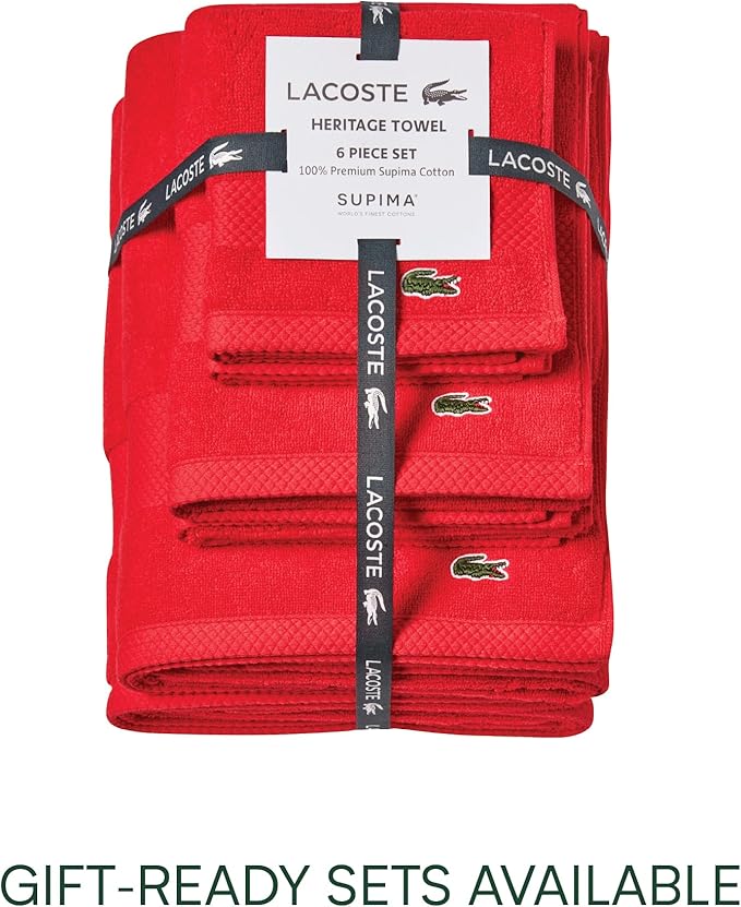 Lacoste Heritage 100% Supima Cotton Wash Cloth, Formula One, Premium Super Soft