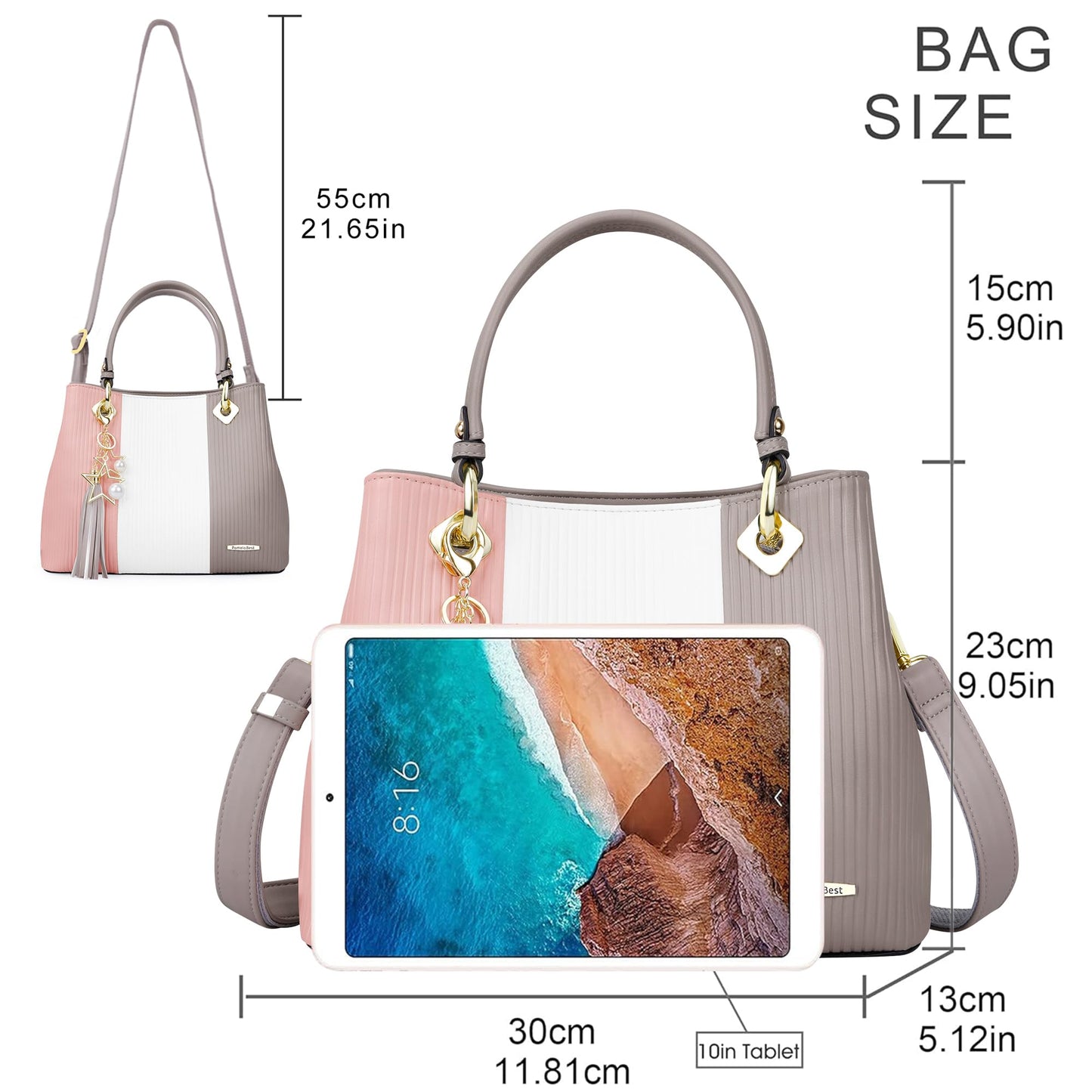 Pomelo Best Handbags for Ladies with Multiple Interior Pockets and Pretty Colour Combination