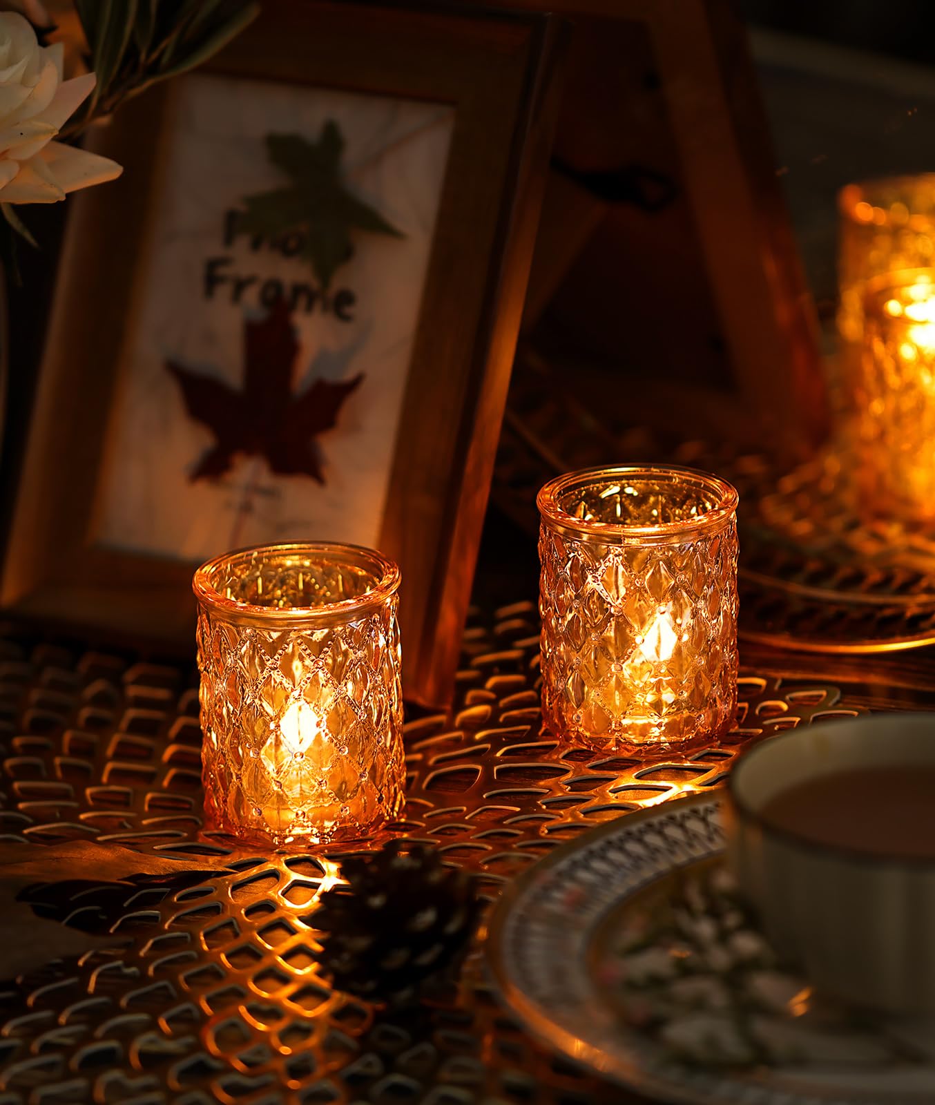 36 Pcs Gold Votive Candle Holders, Tealight Candle Holder Glass for Table Centerpieces, Gold Candle Holders for Wedding Decor, Bridal Shower & Home Parties Supplies Decor
