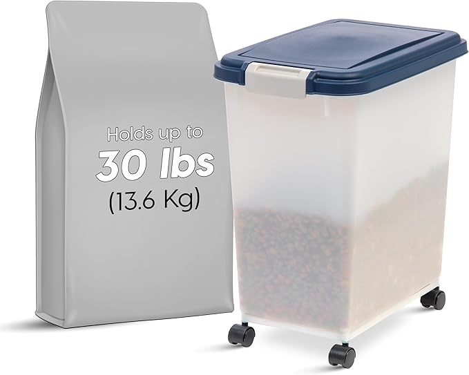 IRIS USA Airtight Dog Food Storage Container, Attachable Wheels,