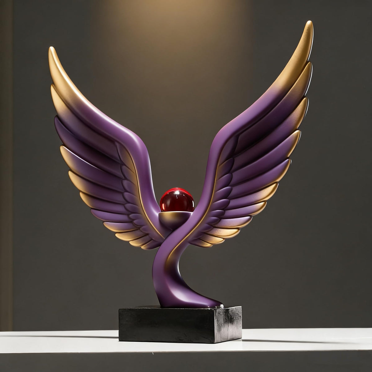 SHTWX Abstract Eagle with Crystal Ball Statue Resin Art Sculpture Frgurines Gift for Home Decor Office Living Room Desktop Display Decorative Decoration (Purple and Gold)