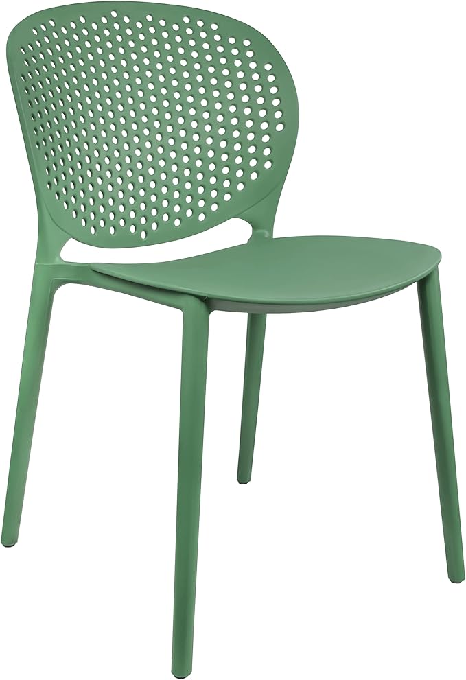 2xhome Set of 4 Patio Dining Chairs | Modern Stackable Outdoor Pool Side Chair | Weather Resistant Plastic for Yard, Porch, Balcony, Kitchen, Green