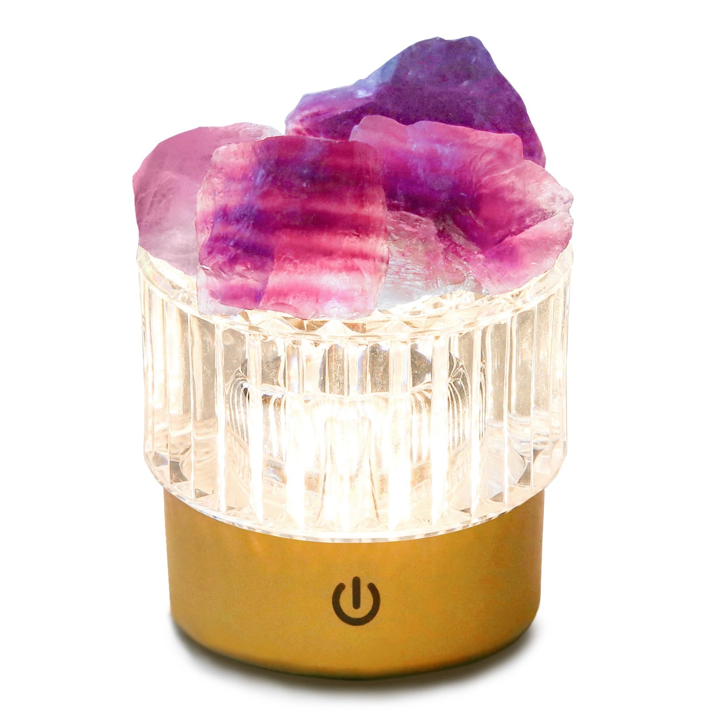 MYDAYS&DESIGN Purple Fluorite Lamp Natural Crystal Lamp, LED Light Dimmer with 3 Levels Cordless, Rocks Lamp Night Light Rechargeable for Room Home Decor Relaxation Ambiance (Purple)