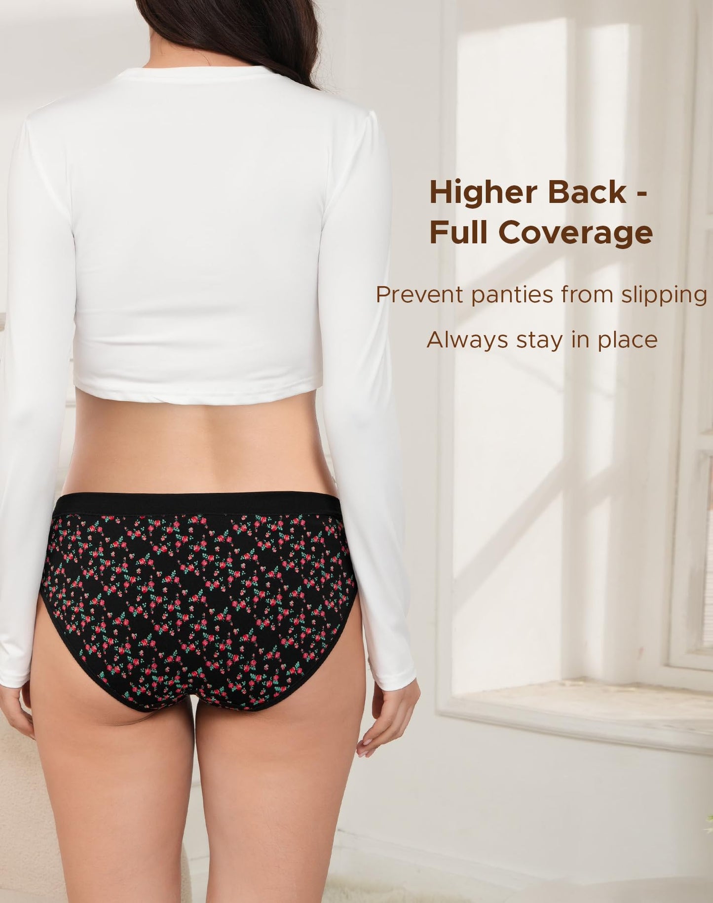 INNERSY Maternity Knickers Under Bump Cotton Pregnancy Underwear Low Cut Pants After Birth 5 Pack (10, Black/Navy Blue/Burgundy/Green/Rose Print)