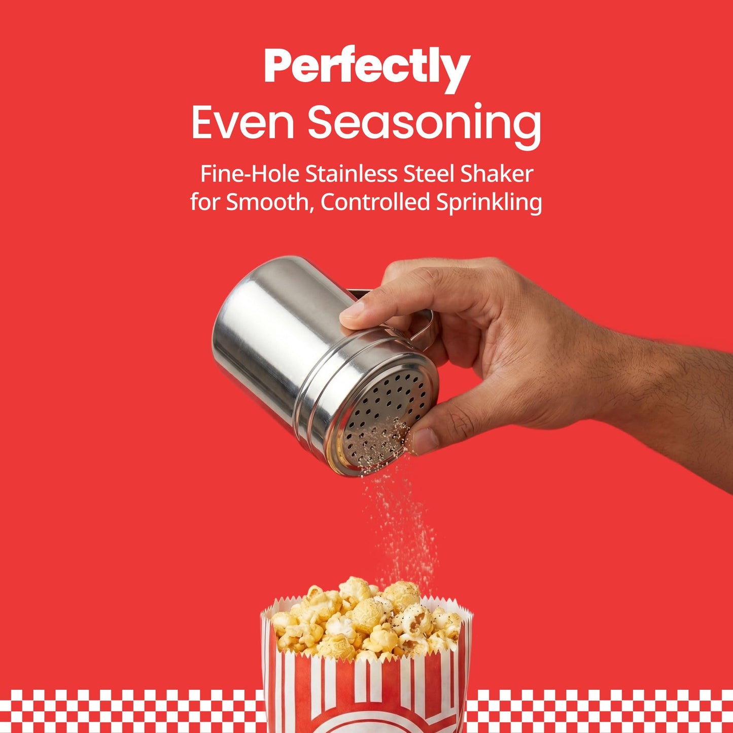 Scoopset Popcorn Scoop Set with Salt Shaker & 10 Popcorn Bags, Stainless Steel Popcorn Scoop for Popcorn Machine, Popcorn Scooper, French Fry Scoop Bagger Shovel
