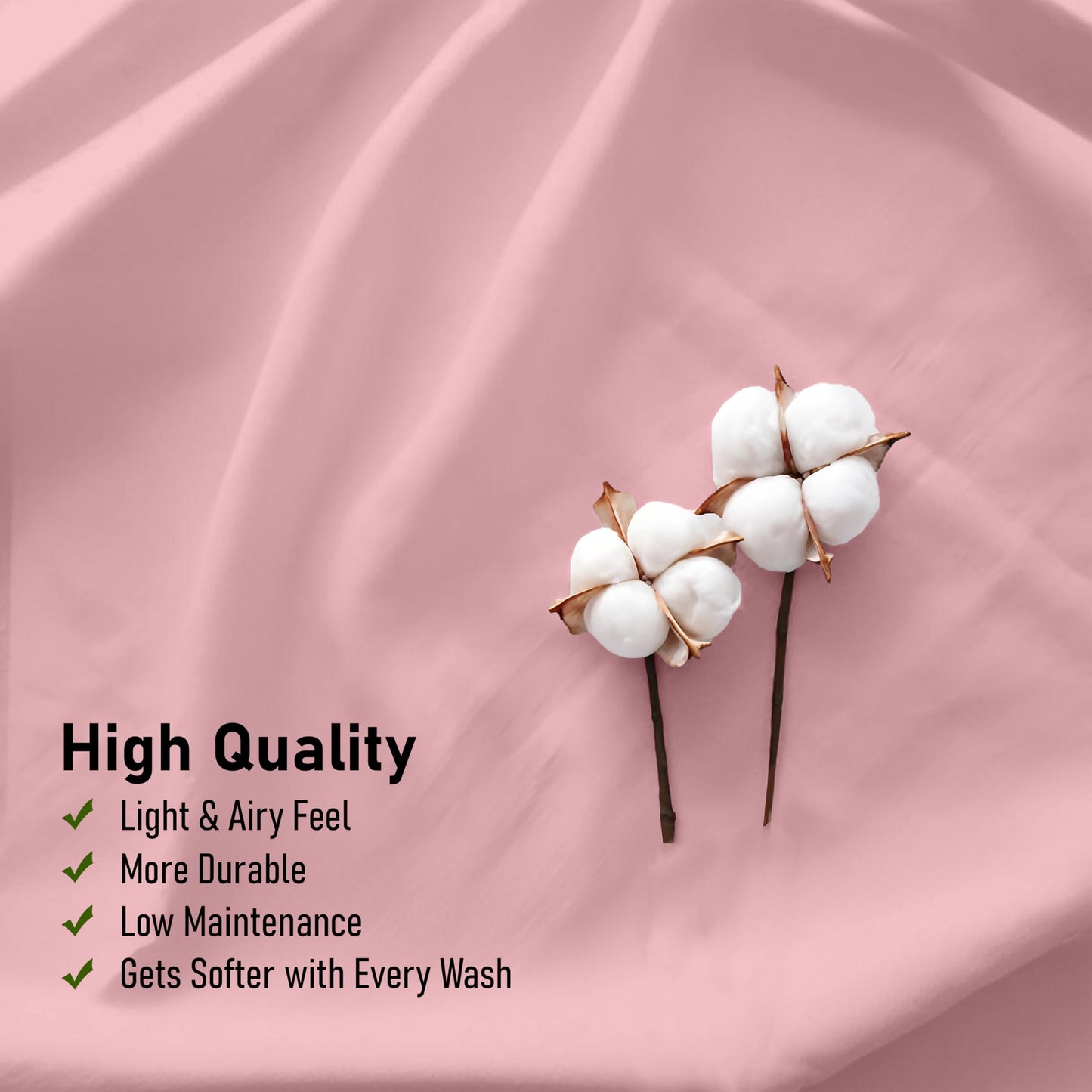 RUVANTI 100% Cotton Percale Sheets King Size – Crisp Cooling Bed Sheets for Hot Sleepers, Deep Pocket 16”, Soft Breathable & Durable Hotel-Style 4 Piece Set, Bridal Rose