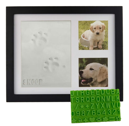 Ultimate Dog or Cat Pet Pawprint Keepsake Kit & Wood Picture Frame - Personalized Gift for Pet Lovers and Memorials (Black)