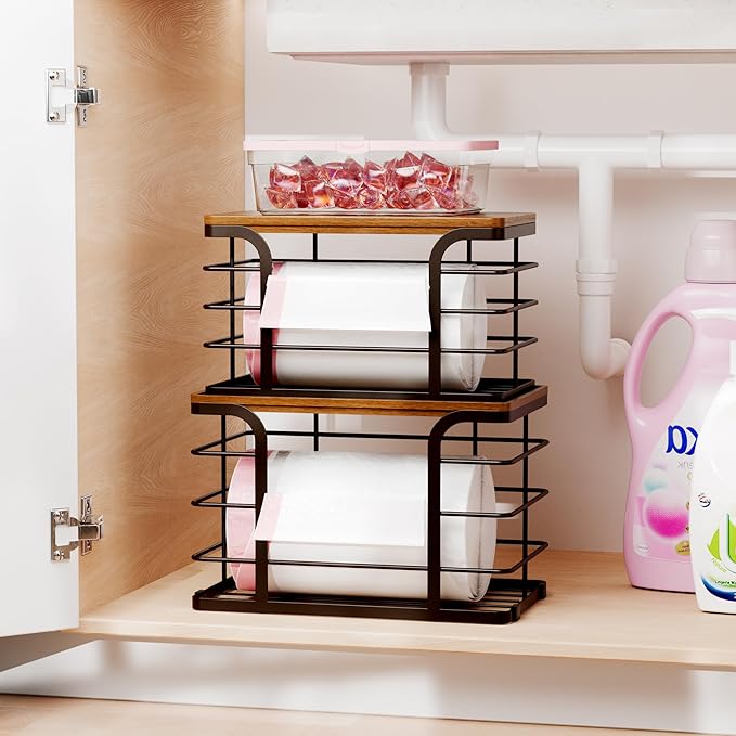 2 Pack Storage Stackable Kitchen Laundry Pantry Organizers, Wall Mount Trash