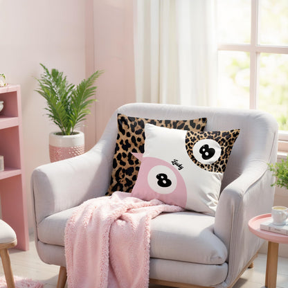 GTYNU Trendy Funky Cheetah Pink Y2K Luck 8 Ball Pillow Covers 18x18 Set of 2,Cheetah Leopard Lover Gifts for Women,Coquette Preppy Pillow Covers for Girls Room Dorm Apartment Decor