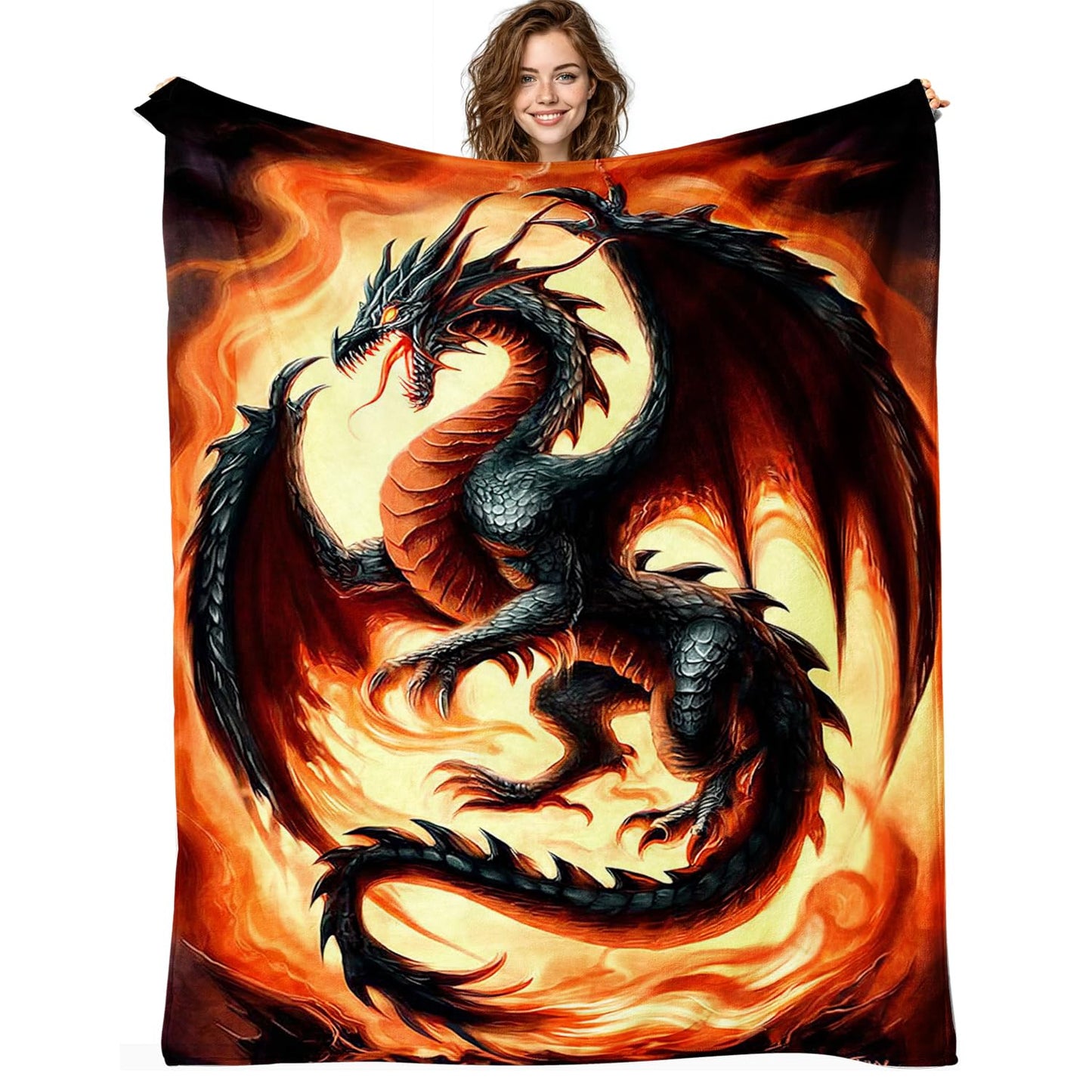 Red Dragon Blanket Dragon Fleece Throw Blanket Super Soft Fuzzy Plush Cozy Warm Dragons Decor Stuffed Bedding Blankets Gift for Boys, Girls Men Women Kids & Adult 50"x40"