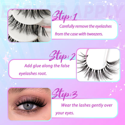Losha Lashes Wispy False Eyelashes Natural Look Cat Eye Lashes 8 Pairs Faux Mink Lashes with Clear Band Soft Lightweight Fake Eyelashes Handmade Reusable Strip Lashes Pack (G2)