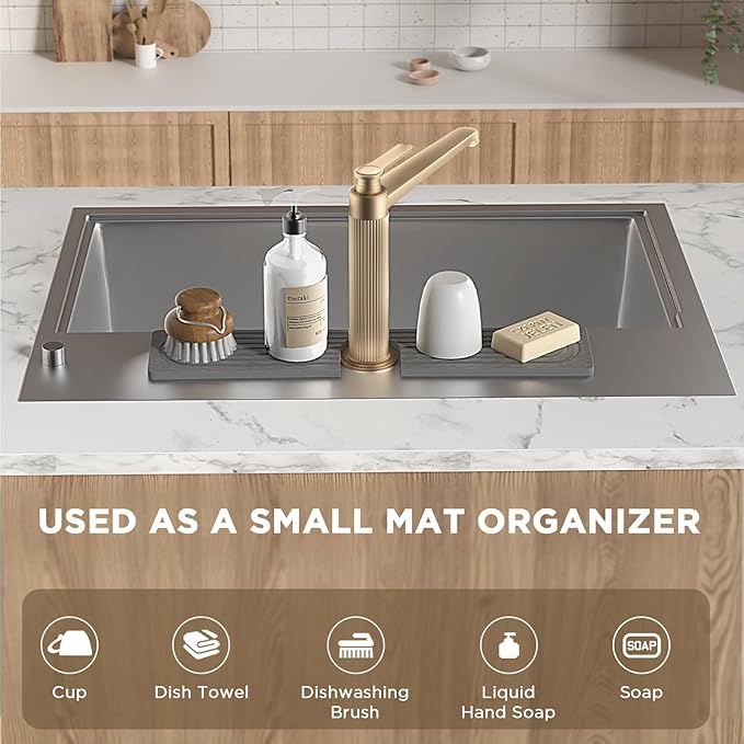 Faucet Mat for Kitchen Sink, Diatomite Stone Drying Sink Protectors, Bathroom