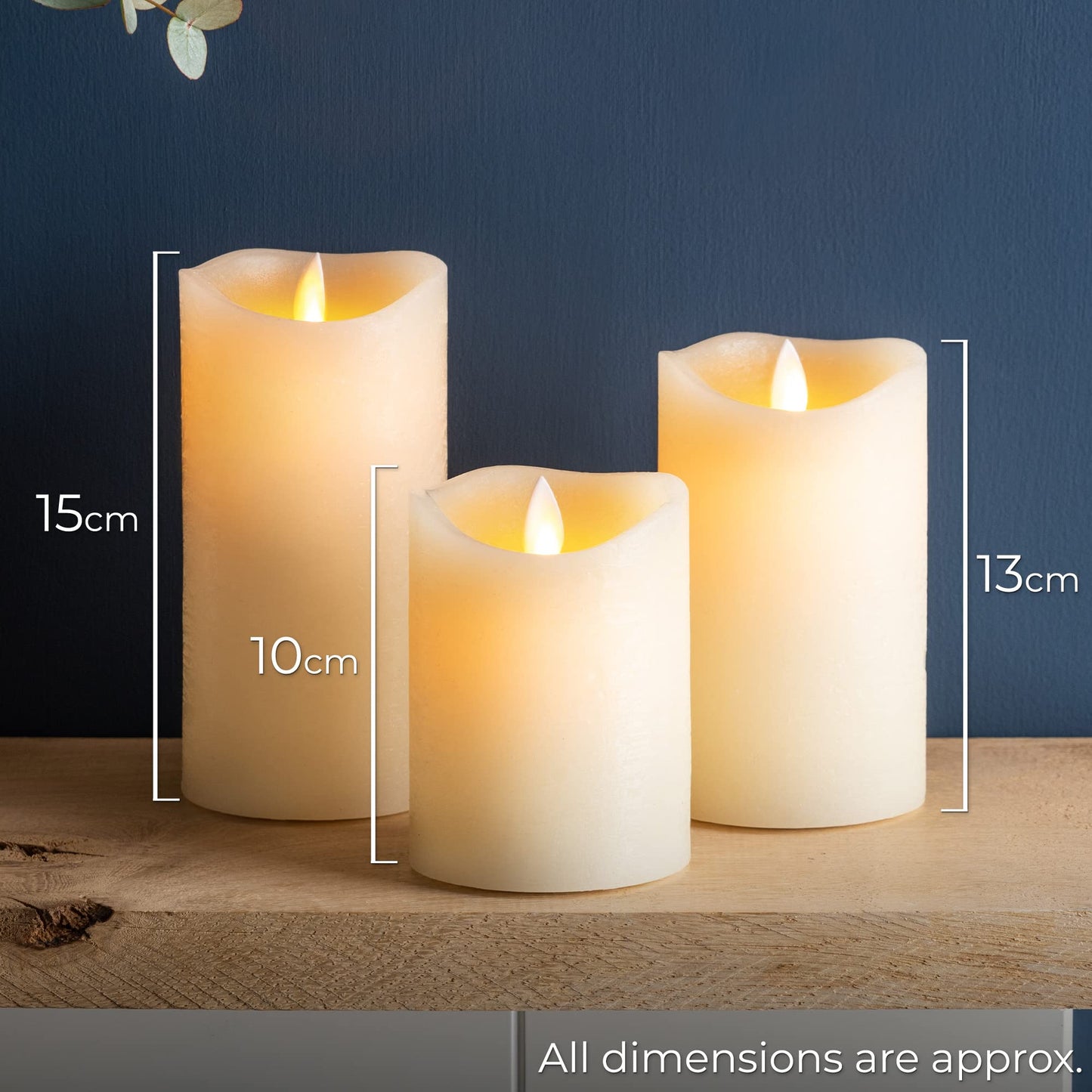 CHRISTOW Flameless LED Candles Battery Operated Real Wax Flickering Flame Set of 3