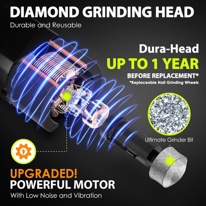 IREDOON Dog Nail Grinder Upgraded - Professional 3-Speed Super Quiet and Low Vibration Electric Pet Nail Grinder with 4 LED Lights - Painless Paws Grooming & Smoothing for Small to Large Dogs (Black)