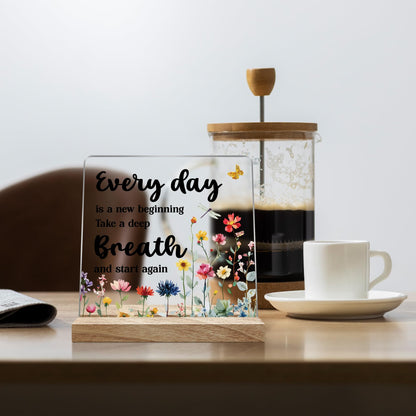 Inspirational Office Desk Decor Gifts for Women, Every day is a New Beginning Motivational Decoration for Home