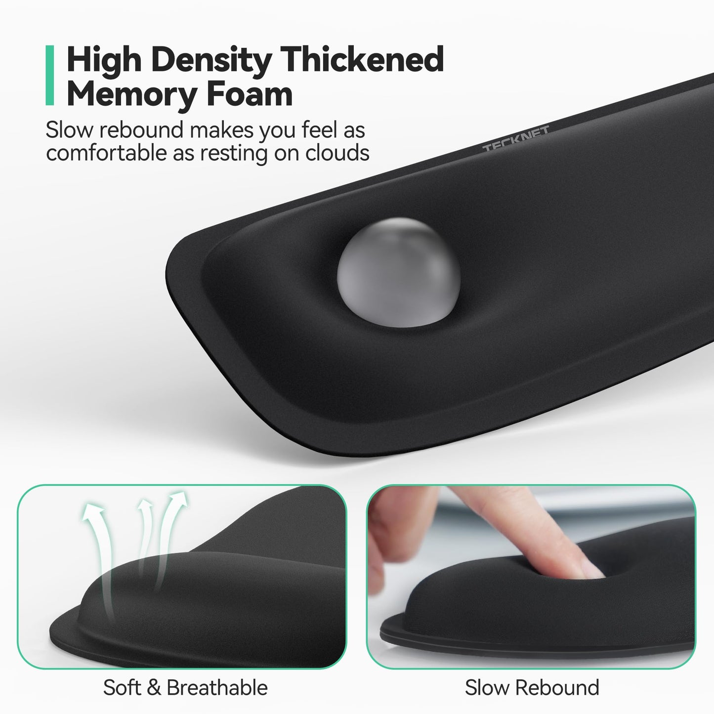 TECKNET Mouse Mat Keyboard Wrist Support Set, Mouse Pad Foldable Keyboard Wrist Rest, Ergonomic Mouse Mat Wrist Support with Comfortable Memory Foam, Non-Slip Desktop Mouse Pad for Working Gaming