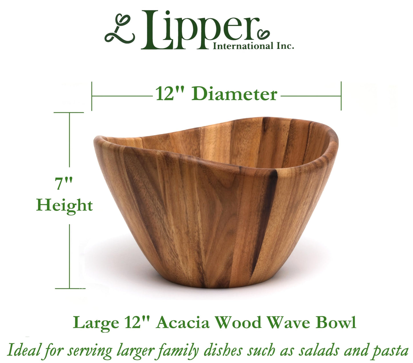 Lipper International Large Wavy Bowl, Acacia