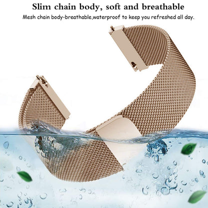 Quick Release Watch Strap - 20mm/22mm Lug Width Stainless Steel Metal Strap Milanese Mesh Wristband Magnetic Lock Replacement Band Smart Watch Wristbands for Men Women (22mm, Rose Gold)