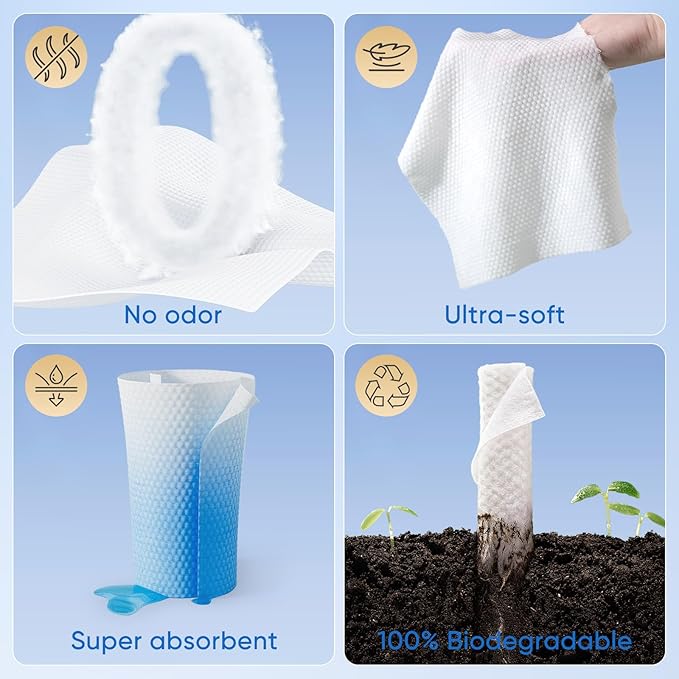 Disposable Face Towels, Biodegradable Ultra Soft Washcloths