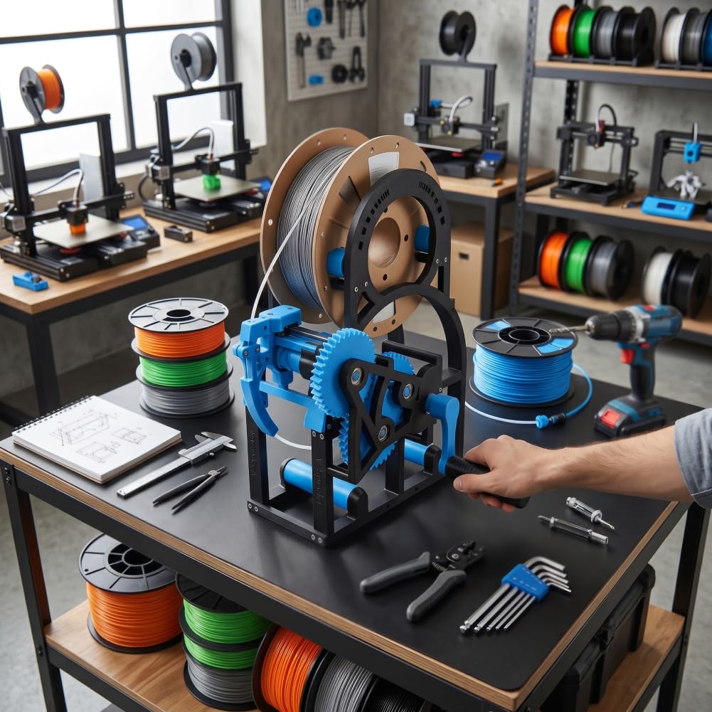 GOWENIC 3D Industrial Filament Respooler, Heavy Duty 3D Printer Spool Rewinder, Filament Spool Winder Extruder Machine, Welding Thread Winder with Smart Tension Control for 20cm