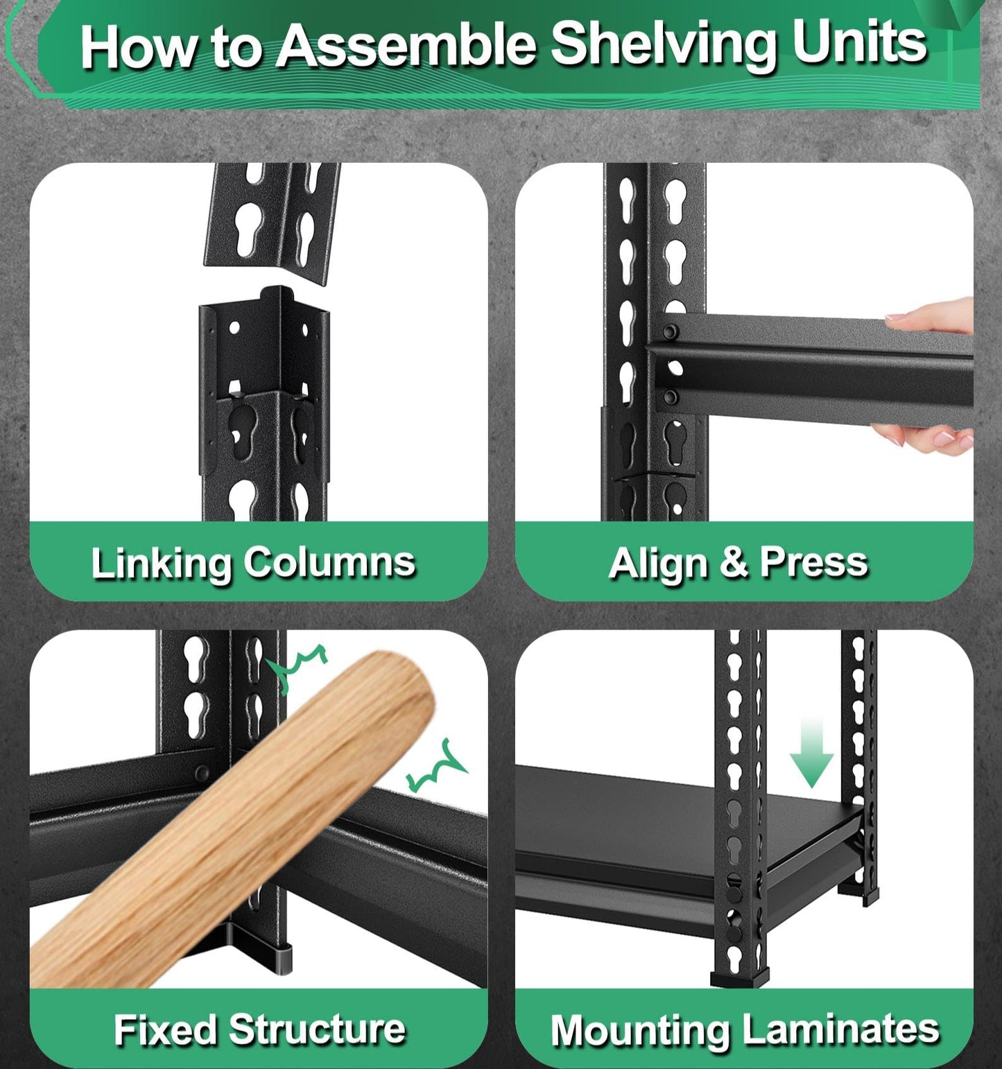 SUPPNEED Metal Storage Garage Shelving: 48'' Wide 2,000Lbs Freestanding Utility Shelves, Adjustable Heavy Duty Rack Units 4 Tier Black 48" W x 16" D x 66" H