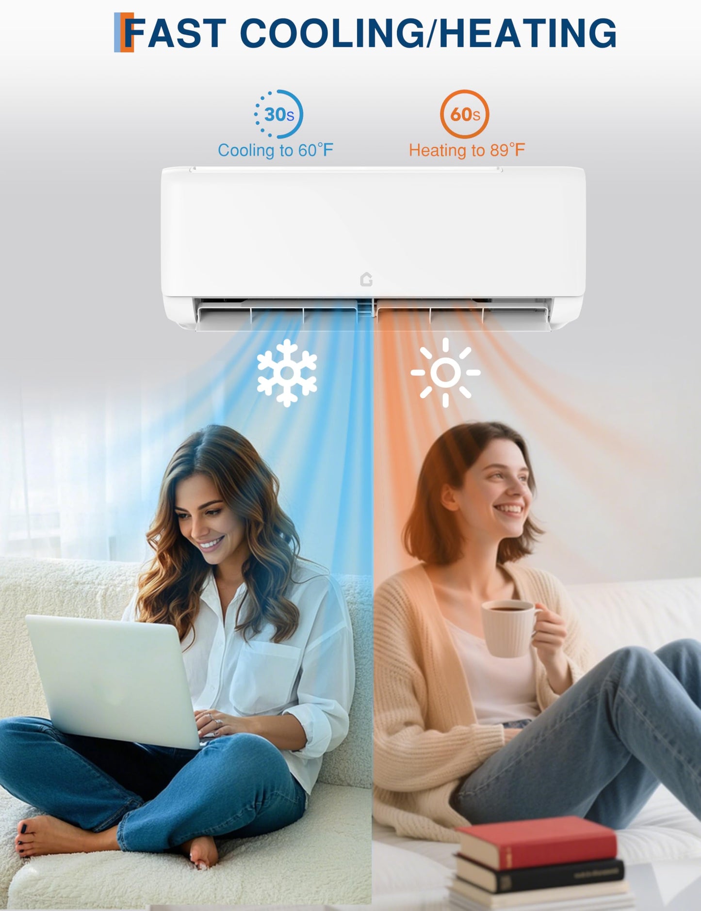 GarveeTech 24,000 BTU Energy Star Certified Mini Split AC/Heat Pump – 21 SEER2 Inverter Ductless System, 230V, Cools 1500 Sq.Ft, Alexa-Enabled, White