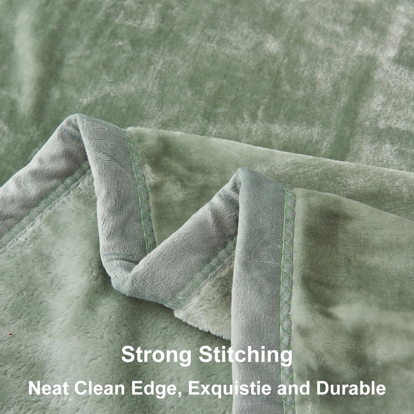 JYK Fleece Plush Blanket - 3.5 LB, 1 Ply, Korean Mink, Queen 79" x 91" - Super Soft and Warm, Lightweight, Cozy Fuzzy Solid Color Green