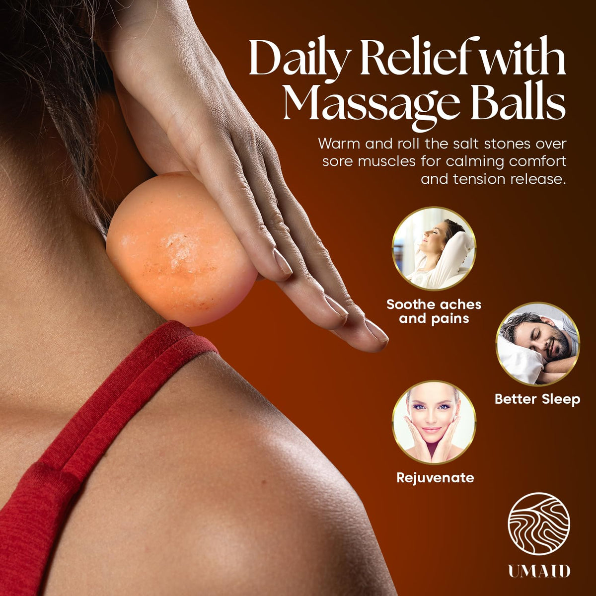UMAID Himalayan Salt Lamp Bowl with 6 Massage Balls, Mothers Day Gifts for Mom, Dimmable Pink Rock Salt Lamp Light, Unique Home Decor for Bedroom, Spa Relaxation & Meditation