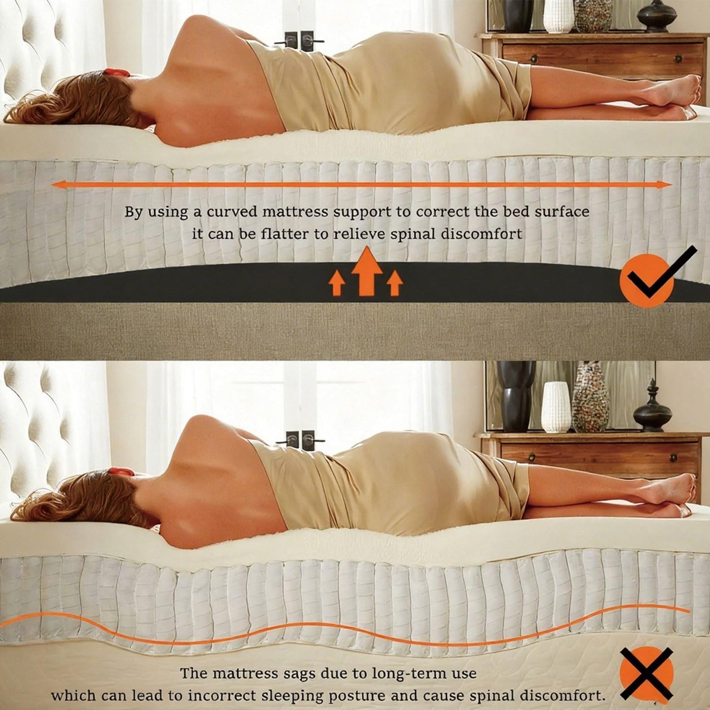 Foreard 47“ Sagging Mattress Support, for Fix Sinking Bed Curve Design 2 Inches High Density Foam Insert Pad 47 * 25 * 2 in (Black)