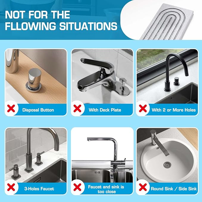 Faucet Mat for Kitchen Sink, Diatomite Quick Drying Tray, Long 23.6'' Kitchen