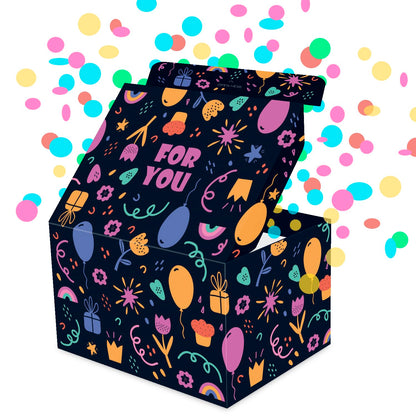 FETTIPOP Gift Box DIY, Gift Box Exploding Confetti (Rainbow Flowers) 7.1x5.5x4.3 inches, Birthday, Party, Father’s and Mother’s Day, Graduations, Anniversaries, Holidays, Any Occasion