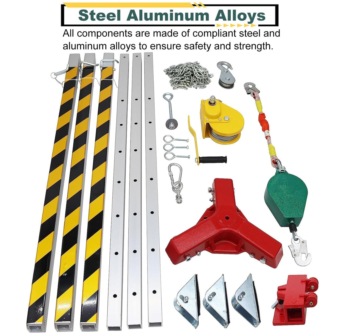 Heavy-Duty Confined Space Tripod Stand 2600LBS - Retractable Rescue Kit with Winch, Fall Protection, Scaffolding, Lifting Hoist for Firefighting, Safety Equipment