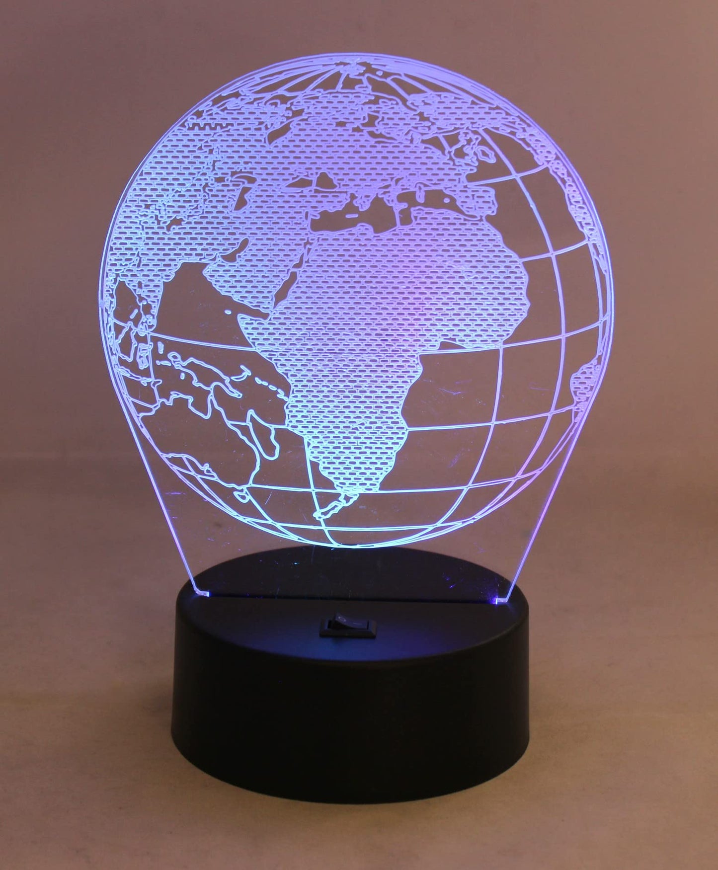 Dependable Industries 3D World Globe LED Light 7 Color Changing Table Lamp Night Light Optical Visual Illusion Acrylic