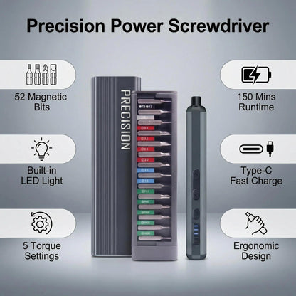 JIEHET Mini Electric Screwdriver Set, Cordless Screwdriver, Max 0.5N.m, 52 Magnetic Bits, LED Light, Magnetic Storage, Repair Tool for Electronics, Camera, Laptop, and PC Build