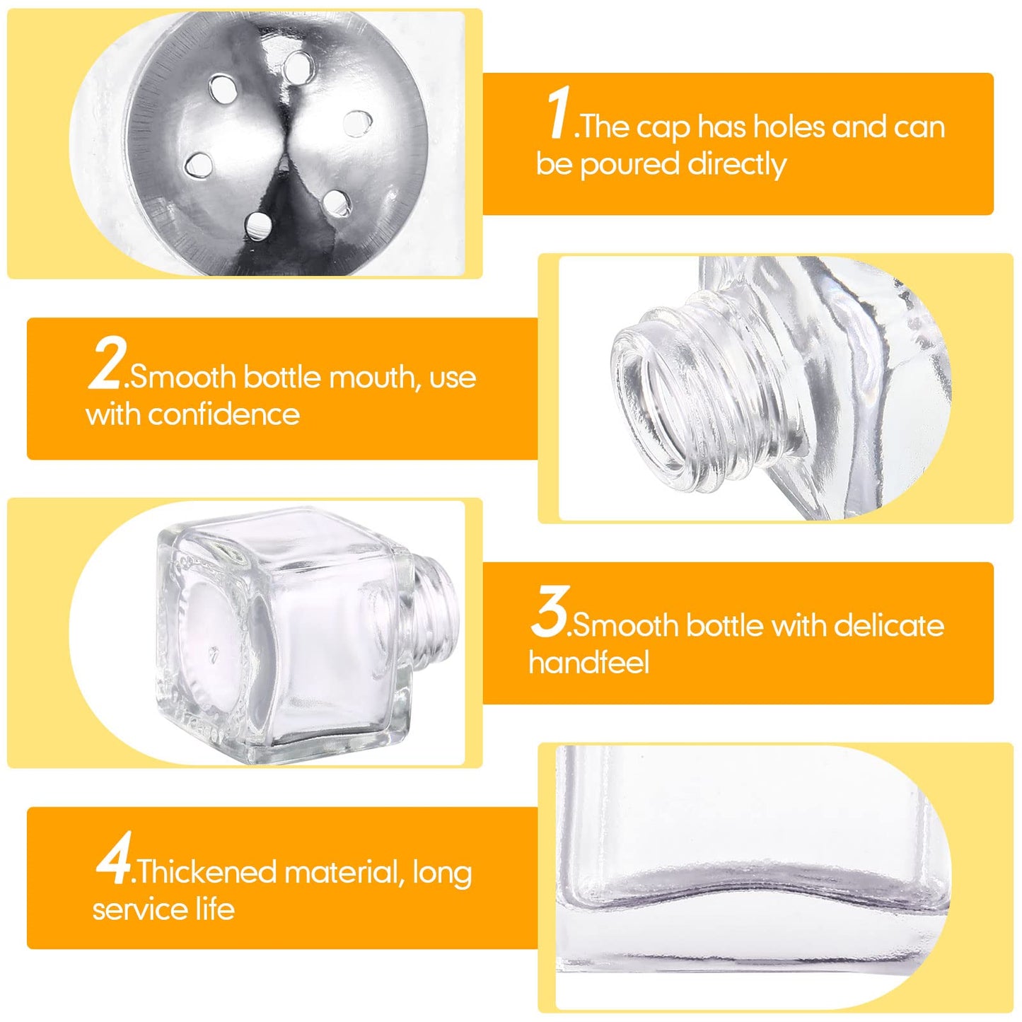 Potchen 50 Set Mini Salt and Pepper Shakers Small Salt and Pepper Shakers Bulk Clear Glass Individual Tiny Spice Seasoning Holders for Home Restaurant Kitchen Table Wedding Party Supplies(Silver)