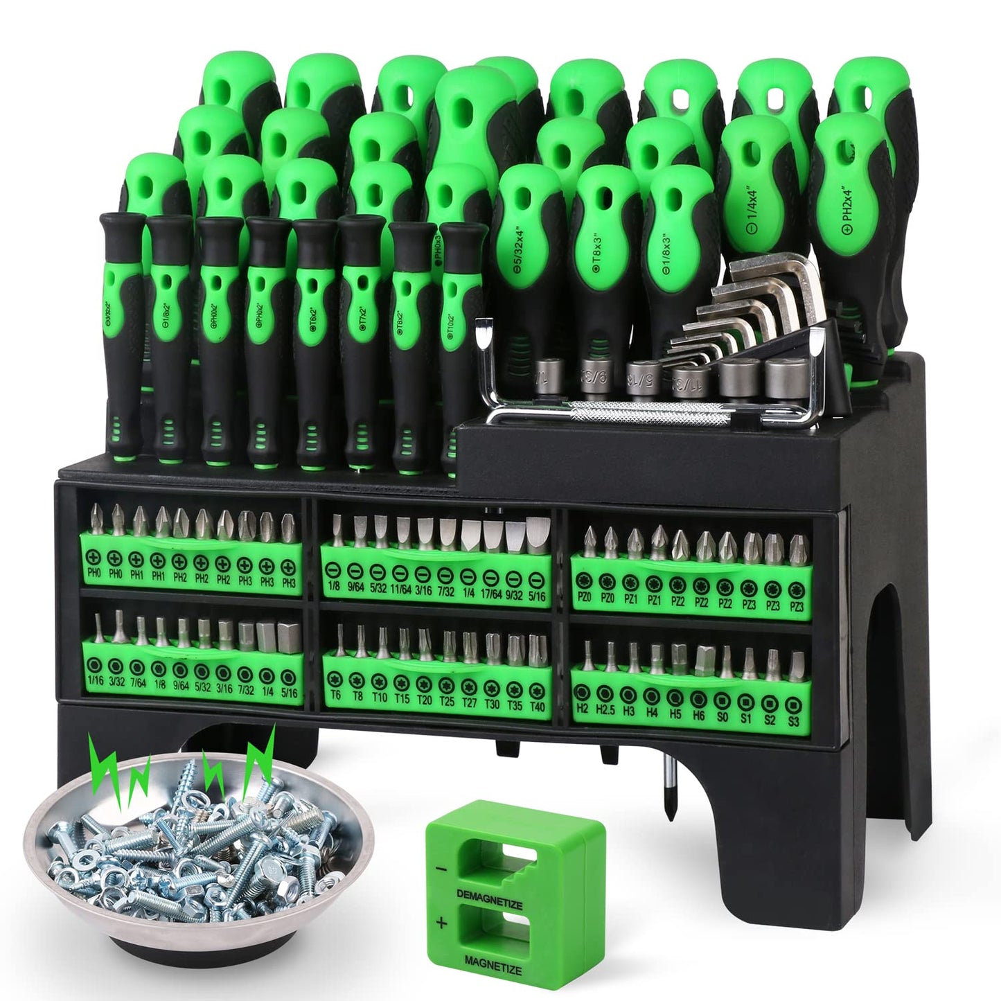 SWANLAKE 117PCS Magnetic Screwdrivers Set with Plastic Ranking,Tools for Men