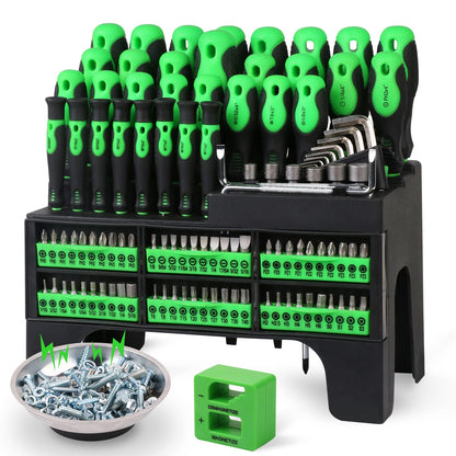 SWANLAKE 117PCS Magnetic Screwdrivers Set with Plastic Ranking,Tools for Men